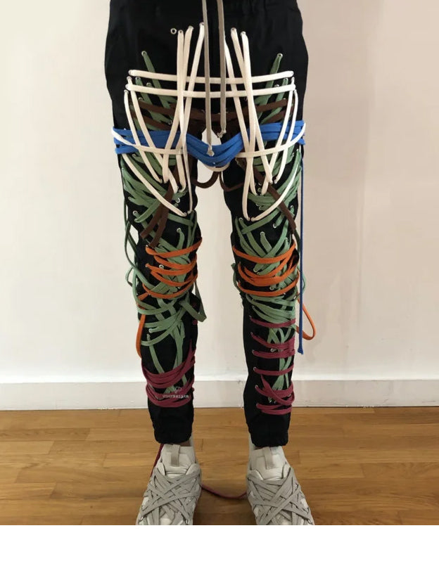 Casual Women Multi-colored String Art Design Pants - Ailime Designs