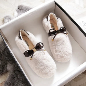 Cozy Warm Women Fur Design Flat Loafer Shoes - Ailime Designs