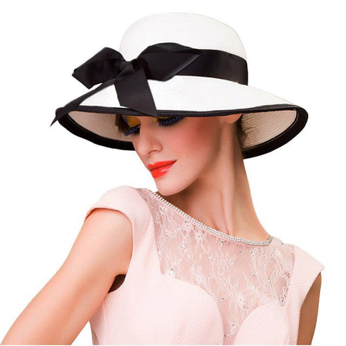 Fashionable Lovely White & Black Trimmed Brim Hats For Women - Ailime Designs - Ailime Designs