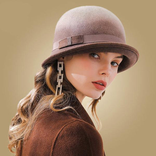 Brown Wool Bucket Style Cloche Hats For Women - Ailime Designs - Ailime Designs