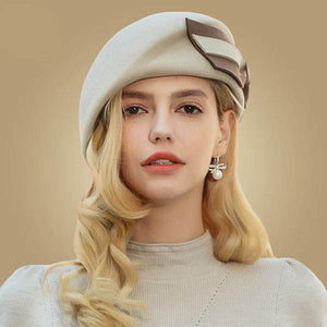 French Style Beret Hat w/ Two-toned Bow For Women - Ailime Designs - Ailime Designs