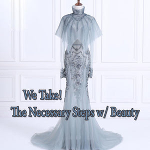 Beaded Sheer Mermaid Design Formal Eveningwear Dresses - Ailime Designs
