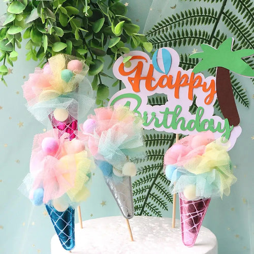 4Pcs Ice Cream Cone Cake Toppers - Ailime Designs