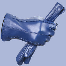 Load image into Gallery viewer, Genuine Blue Leather Gloves- Ailime Designs