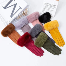 Load image into Gallery viewer, Fantastic Suede Leather Fur Trim Gloves - Ailime Designs