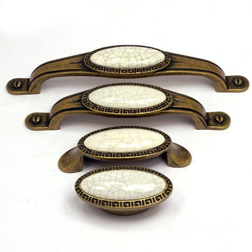 Antique Bronze Oval Ceramic Knobs Hardware - Ailime Designs