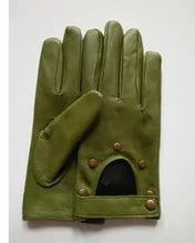 Load image into Gallery viewer, Genuine Leather Hollow-cut Red &amp; Green Racing Gloves - Ailime Designs