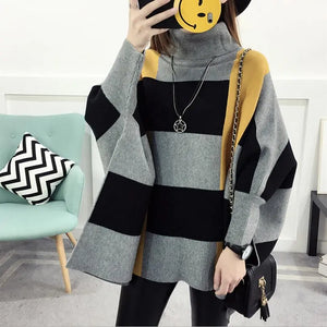 Autumn Casual Loose Stripe Knitted Sweaters - Ailime Designs