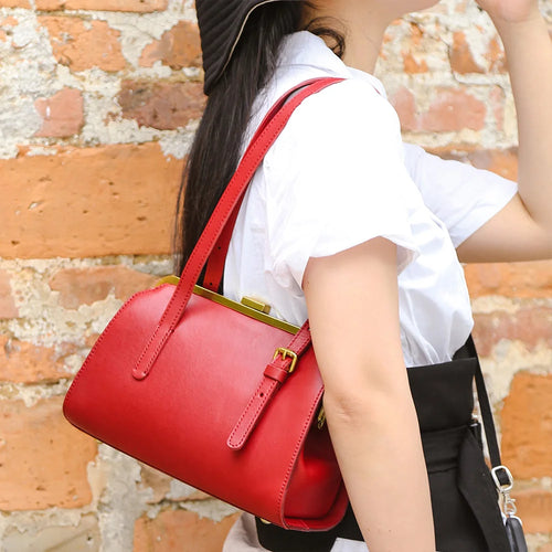 Genuine Red Leather Luxury Handbags - Ailime Designs