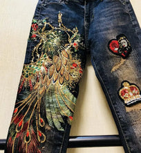 Load image into Gallery viewer, Beautiful Embroidered Stretch Denim Pants - Ailime Designs