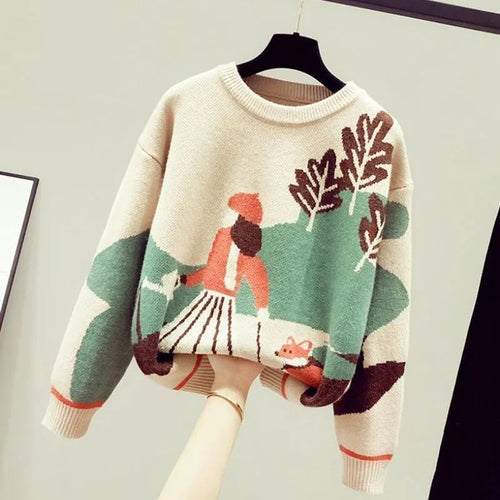 Autumn Scenic Print Design Sweaters For Women - Ailime Designs