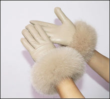 Load image into Gallery viewer, Fine Quality Women's Fox Fur Sheepskin Leather Gloves - Ailime Designs