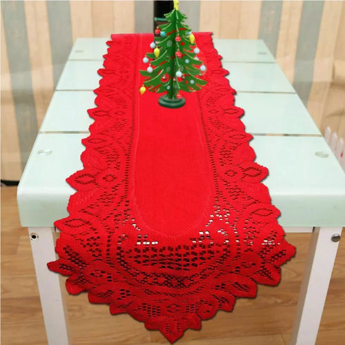 Christmas Red Lace Table Runners - Ailime Designs
