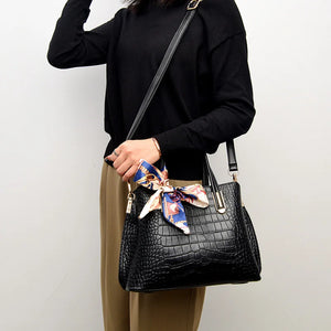 Croc Print Design Geniune Leather Leisure Handbag - Ailime Designs