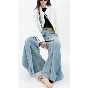 Backward Style Women's Overlay Denim Pants - Ailime Designs