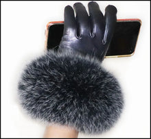 Load image into Gallery viewer, Fine Quality Women's Fox Fur Sheepskin Leather Gloves - Ailime Designs
