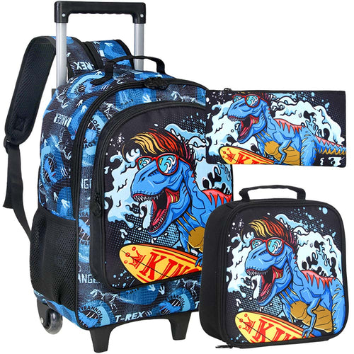Cool 3PC Dinosaur Print Design Rolling Backpack Luggage - Ailime Designs