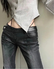 Load image into Gallery viewer, Distressed Low-rise Black Jeans - Ailime Designs