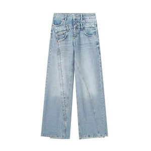 Casual Women Double Waisted Denim Jeans - Ailime Designs