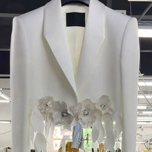 Load image into Gallery viewer, Elegant White Flower Motif Bolero Style Jacket - Ailime Designs