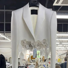 Load image into Gallery viewer, Elegant White Flower Motif Bolero Style Jacket - Ailime Designs