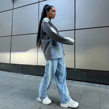 Load image into Gallery viewer, Cool Block Design Denim Jacket For Women - Ailime Designs