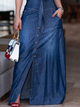 Load image into Gallery viewer, Denim Button Front Maxi Dresses - Ailime Designs