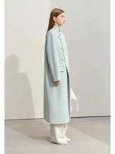 Load image into Gallery viewer, Light Blue 100% Wool Stylist Coat - Ailime Designs