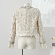 Load image into Gallery viewer, Winter White Tweed Jackets For Women - Ailime Designs