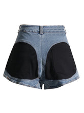 Load image into Gallery viewer, Casual Women Block Printed Thong Style Denim Shorts - Ailime Designs