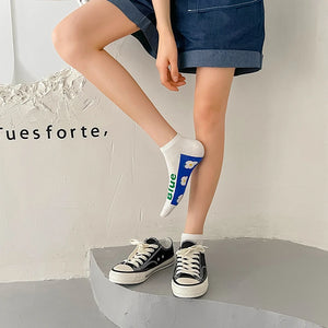 Geometric Blue Design Women Casual Socks - Ailime Designs