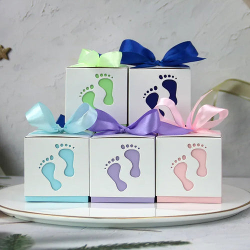 Baby Footprint Design 20/50pcs  Shower Gift Boxes - Ailime Designs