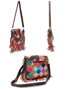Casual Multi-color Patchwork Genuine Leather Skin Crossbody Handbags - Ailime Designs
