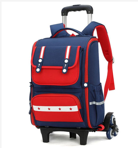 Cool Multi-Blue Kids Trolley Design Backpack Luggage - Ailime