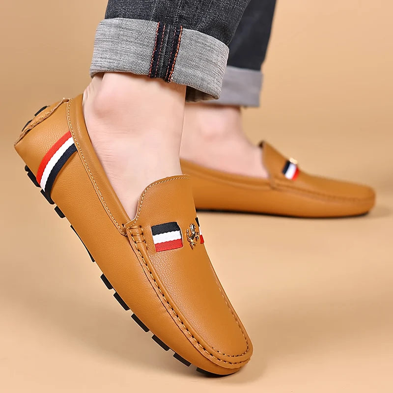 Cocoa Brown Men Slip-on Casual Loafers - Ailime Designs