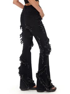 Casual Women Frayed Wrapped Leg Denim Jeans - Ailime Designs