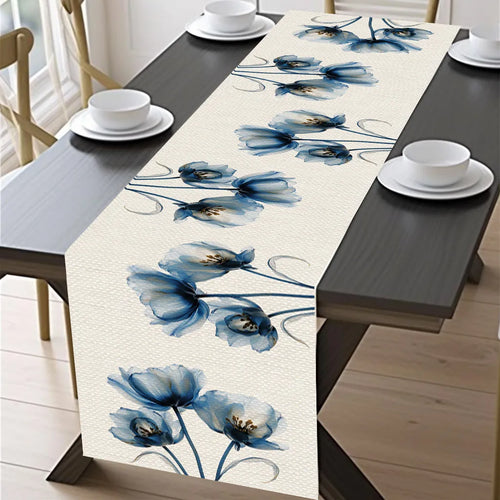 Blue Tulip Print Design Table Runners - Ailime Designs