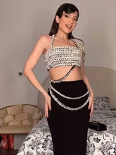 Load image into Gallery viewer, Black Contrast Crystal Design Gown - Ailime Designs