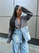 Load image into Gallery viewer, Cool Block Design Denim Jacket For Women - Ailime Designs
