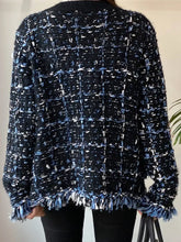 Load image into Gallery viewer, Beautiful Single Breasted Tweed Fringe Trim Jacket - Ailime Designs