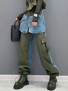 Block Print Design Women Skirt Style Denim Jeans - Ailime Designs