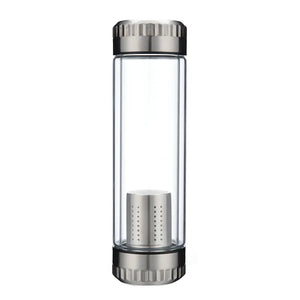 Glass Water Bottle & Stainless Steel Trim Cap - Ailime Designs