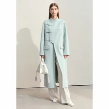 Load image into Gallery viewer, Light Blue 100% Wool Stylist Coat - Ailime Designs