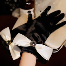Load image into Gallery viewer, Black Satin Bowknot Design Dress Gloves - Ailime Designs