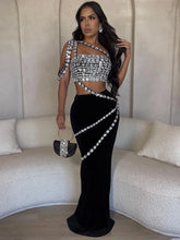 Load image into Gallery viewer, Black Contrast Crystal Design Gown - Ailime Designs