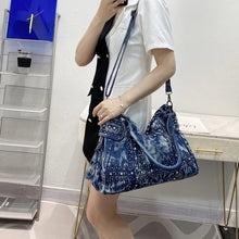 Load image into Gallery viewer, Double Handle Oversize Denim Totebag - Ailime Designs