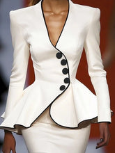 Load image into Gallery viewer, European Design Asymmetrical White Jacket - Ailime Designs