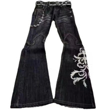 Load image into Gallery viewer, Embroidered Design Women Black Wide Leg Pants - Ailime Designs