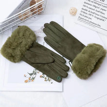 Load image into Gallery viewer, Fantastic Suede Leather Fur Trim Gloves - Ailime Designs
