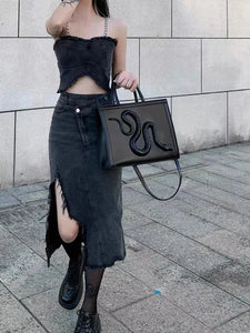 Beautiful High Quality Snake Design Black Crossbody Handbag - Ailime Designs